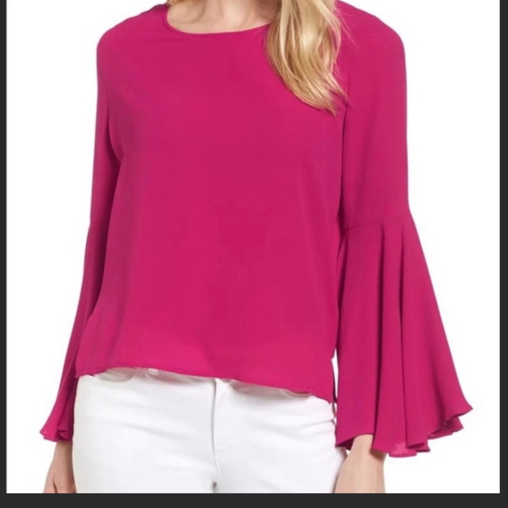 Vince Camuto HOT pink blouse with bell sleeves